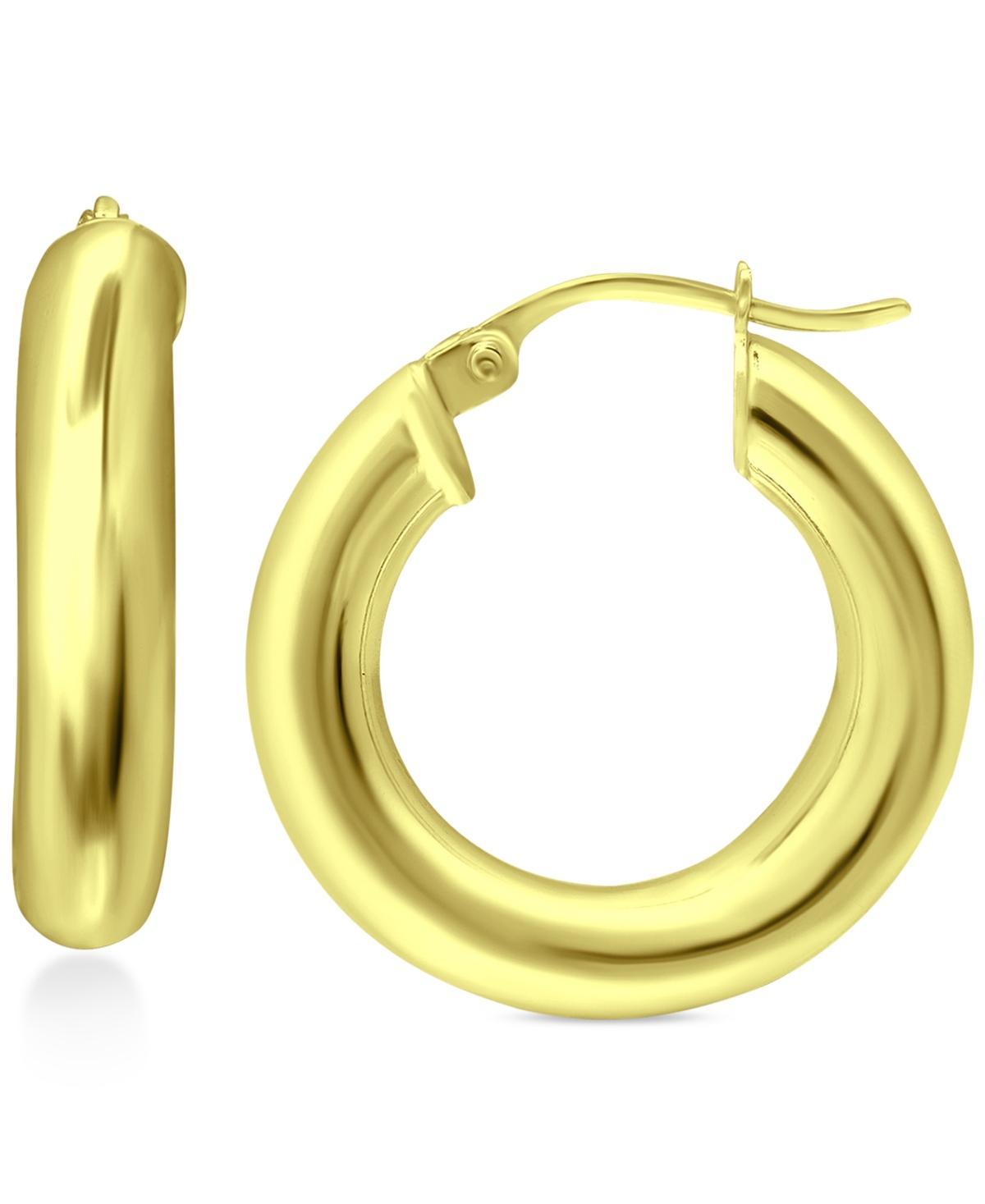 Aleure Precioso Sterling Silver Tube Hoop Earrings, Womens Gold Tone Product Image