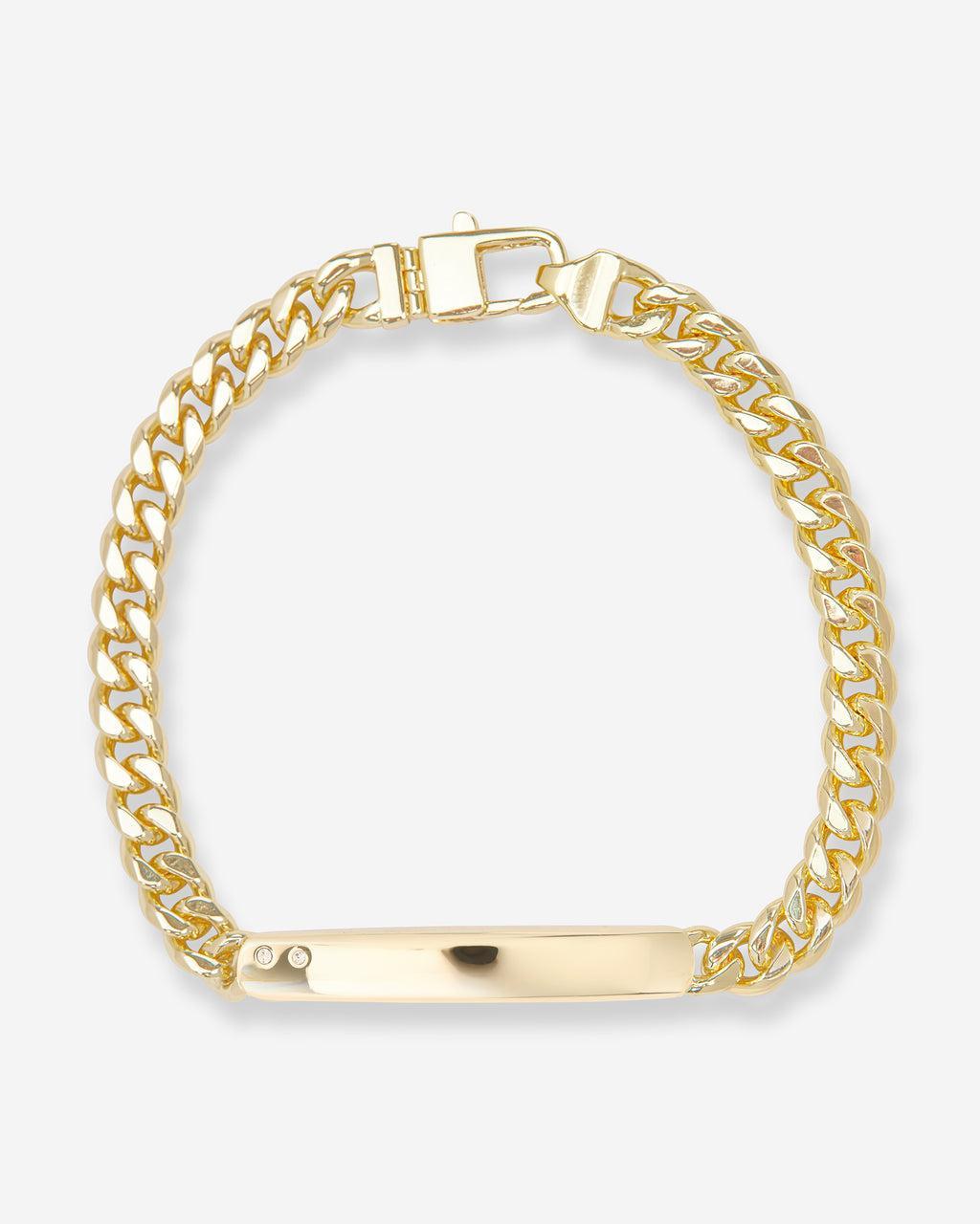 Julian ID Cuban Chain Bracelet - Gold|White Diamondettes Product Image