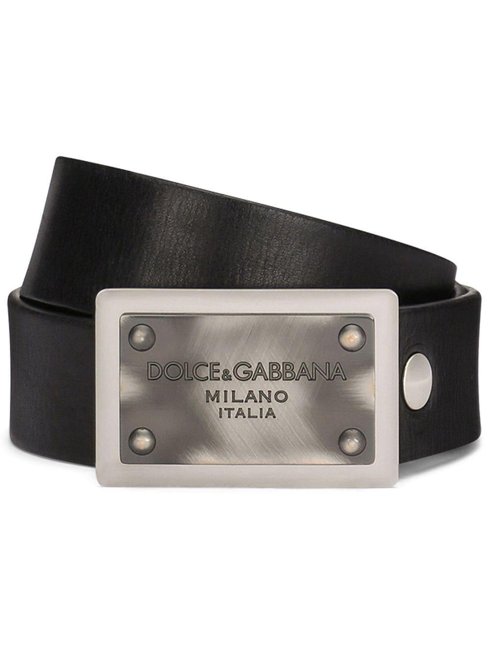 Logo-buckle Leather Belt In Black Product Image