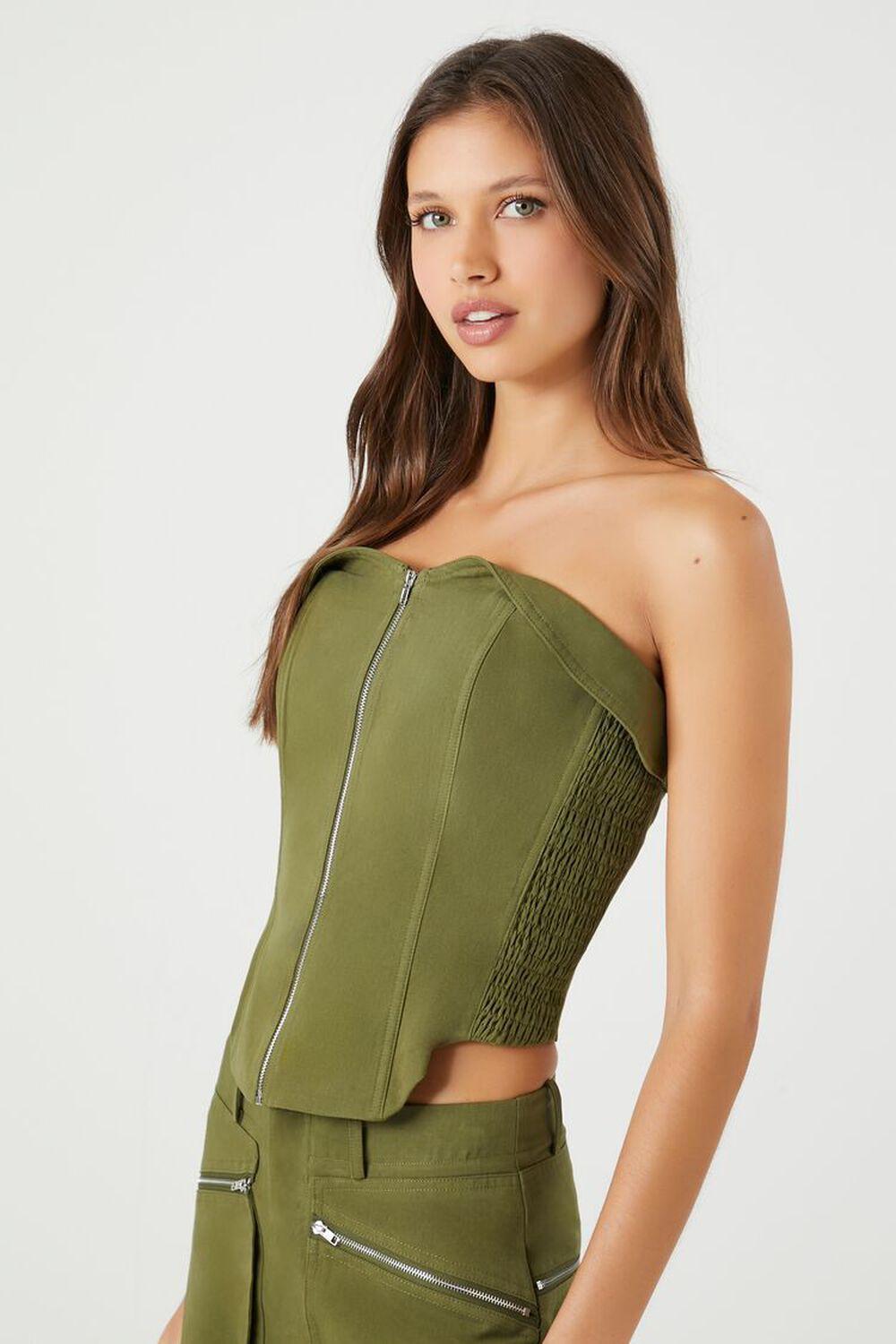 Cropped Zip-Up Tube Top | Forever 21 Product Image