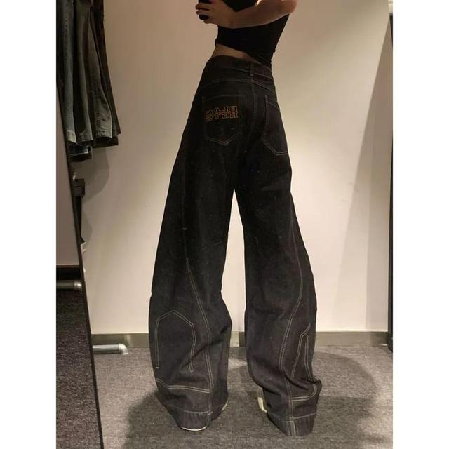 Low Waist Washed Wide Leg Jeans Product Image