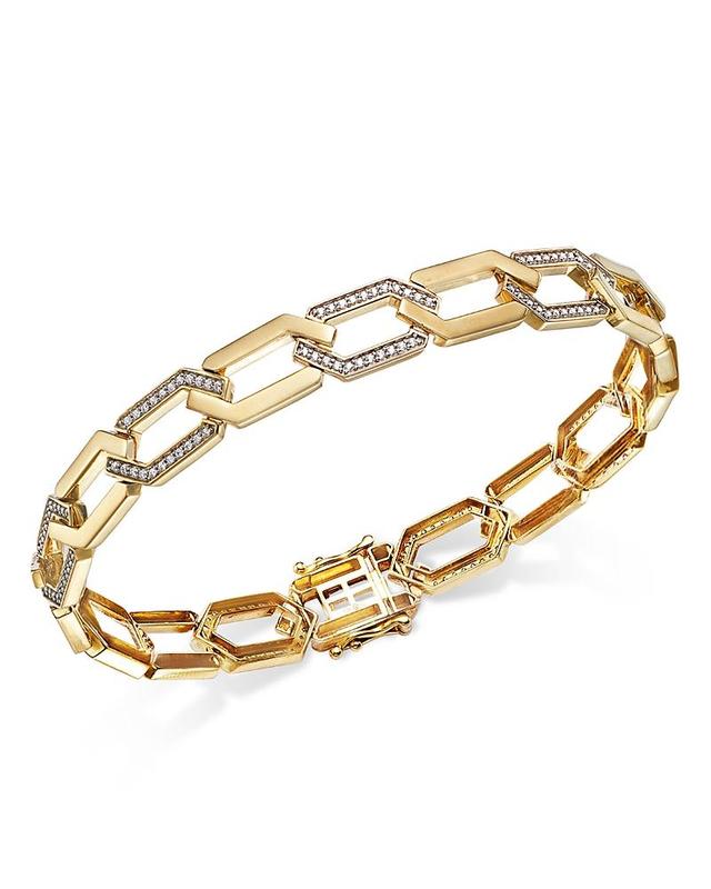 Bloomingdales Fine Collection Mens Diamond Geo Link Bracelet in 14K Yellow Gold, 1.0 ct. t. w. Product Image