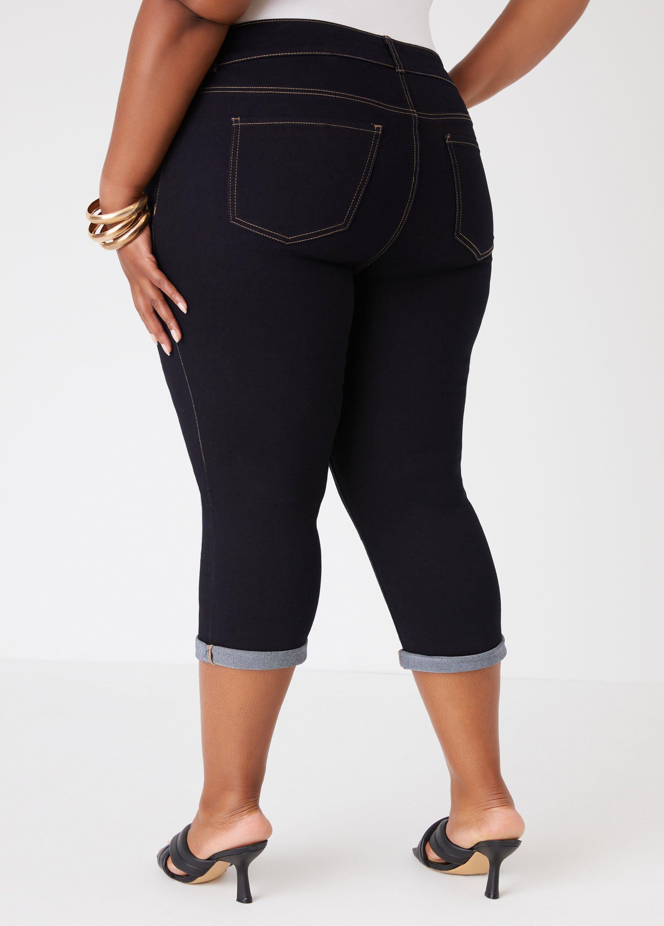 Cuffed Mid Rise Denim Capris Product Image