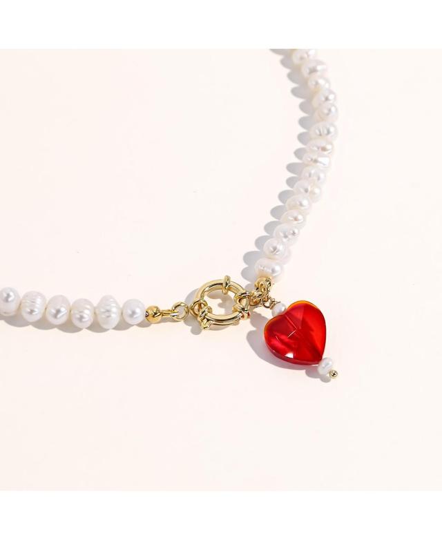 Kokoro Freshwater Pearl Heart Necklace 18 For Women Product Image