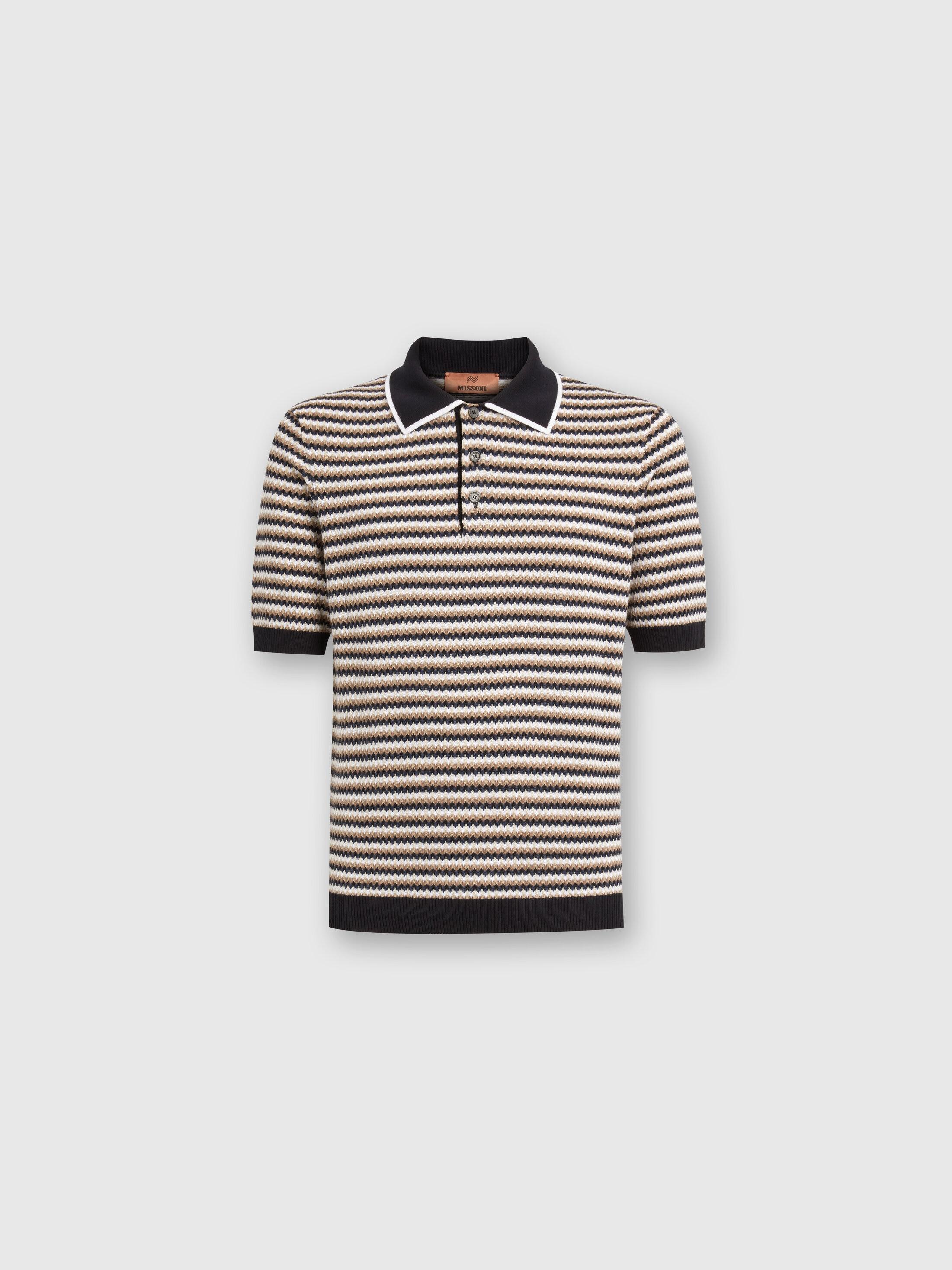 Zig zag cotton knit polo shirt Product Image