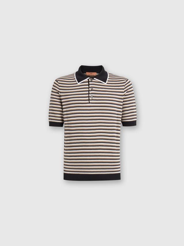 Zig zag cotton knit polo shirt Product Image