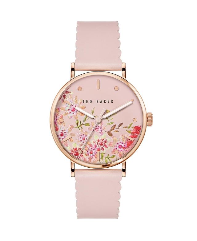 Ted Baker Womens Phylipa Retro Pink Leather Strap Watch 37mm Product Image