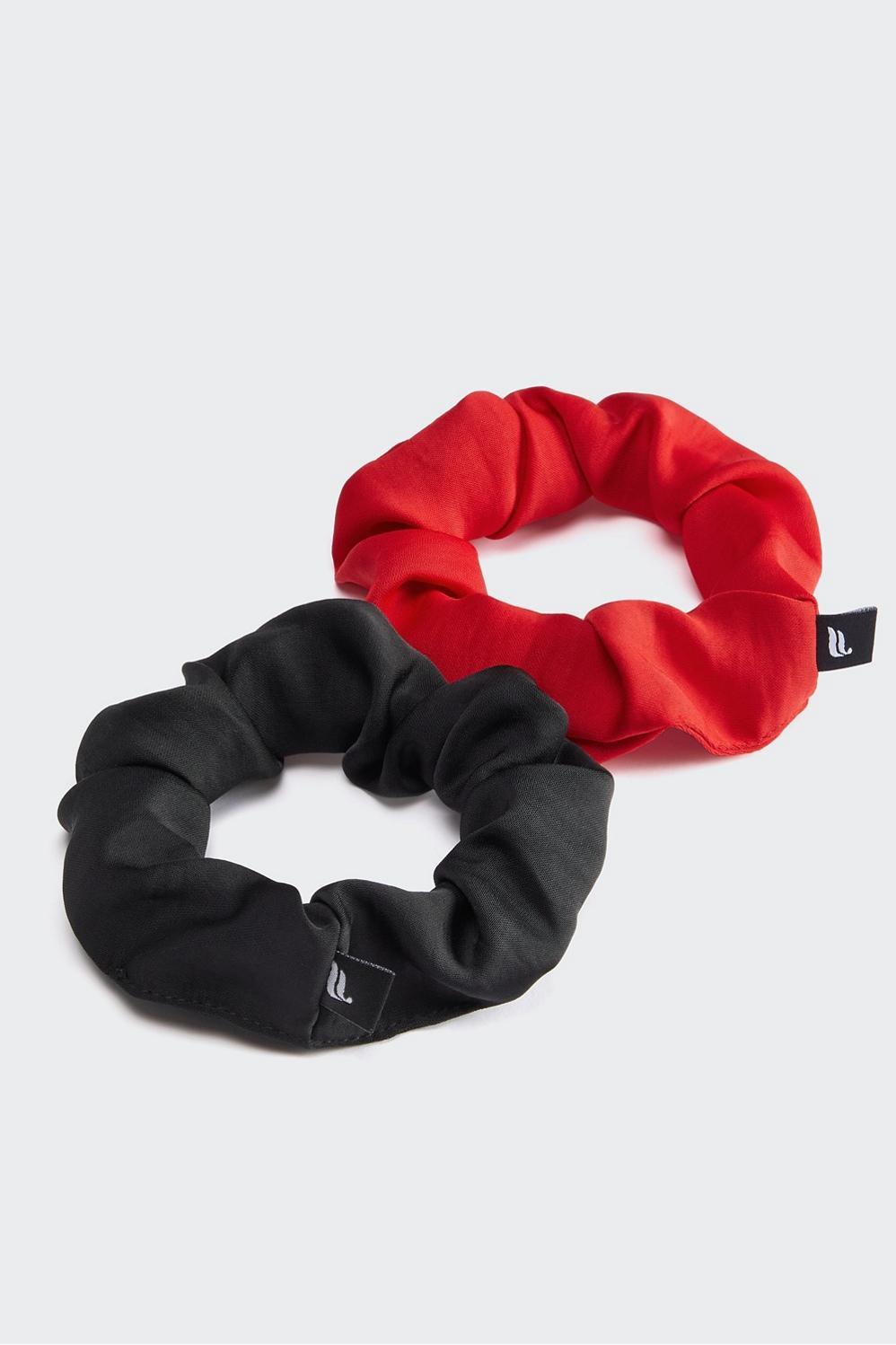 Fabletics 2-Pack Washable Silk Scrunchie Womens Red Apple/Black Size Osfm product image