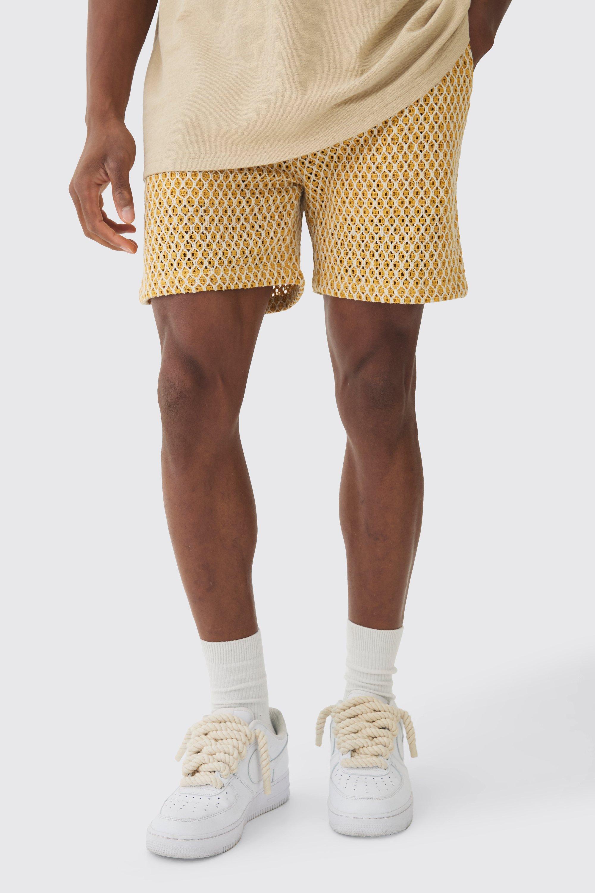 Elasticated Waist Crochet Bermuda Shorts | boohooMAN USA Product Image