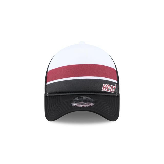 Miami Heat Color Block 9FORTY A-Frame Trucker Snapback Hat Male Product Image