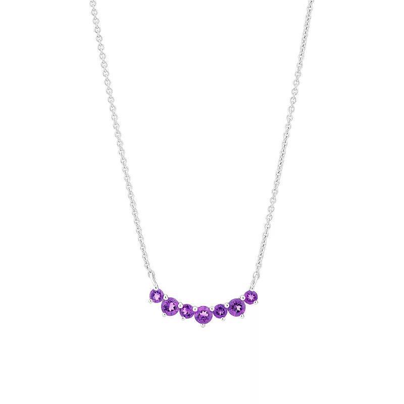 Gemistry 14k White Gold 7-Stone Amethyst Necklace, Womens Product Image