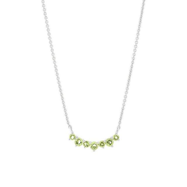 Gemistry 14k White Gold 7-Stone Peridot Necklace, Womens Product Image