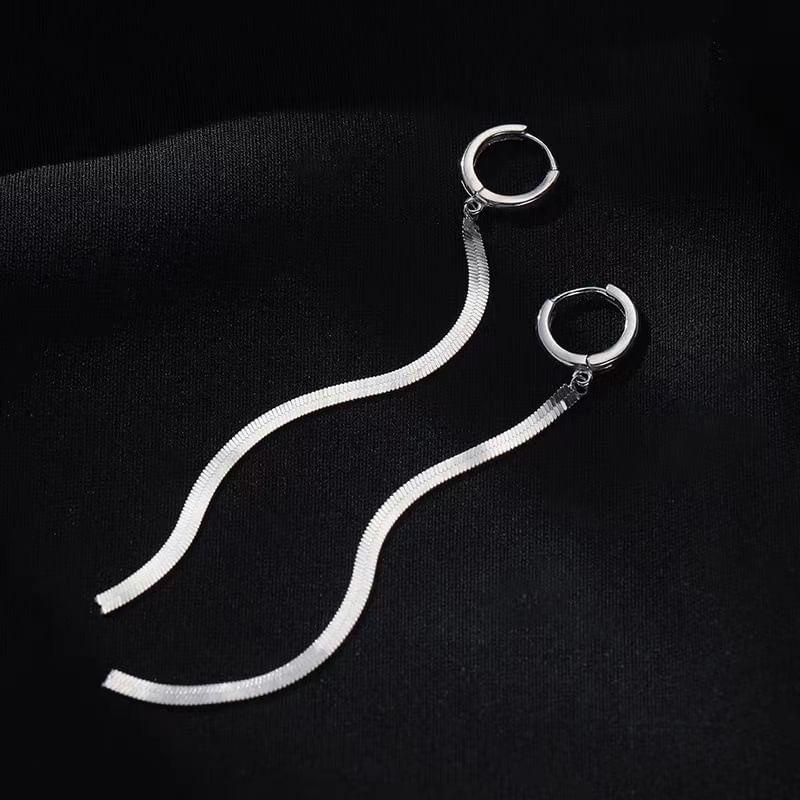 925 Sterling Silver Chain Huggie Drop Earring product image