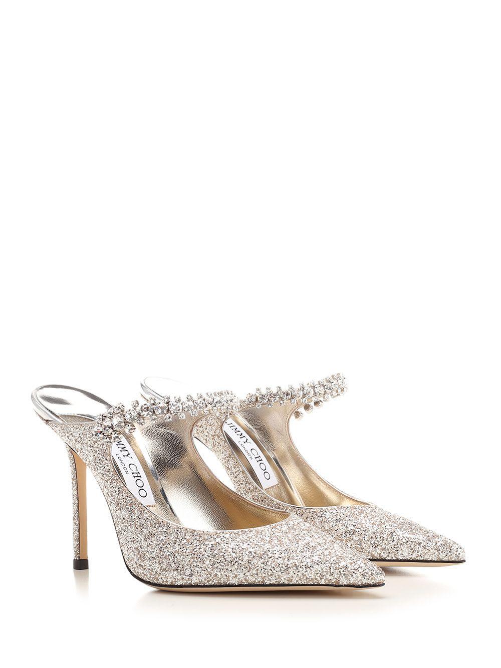 JIMMY CHOO Bing 100 Glitter Mules In Gold Product Image