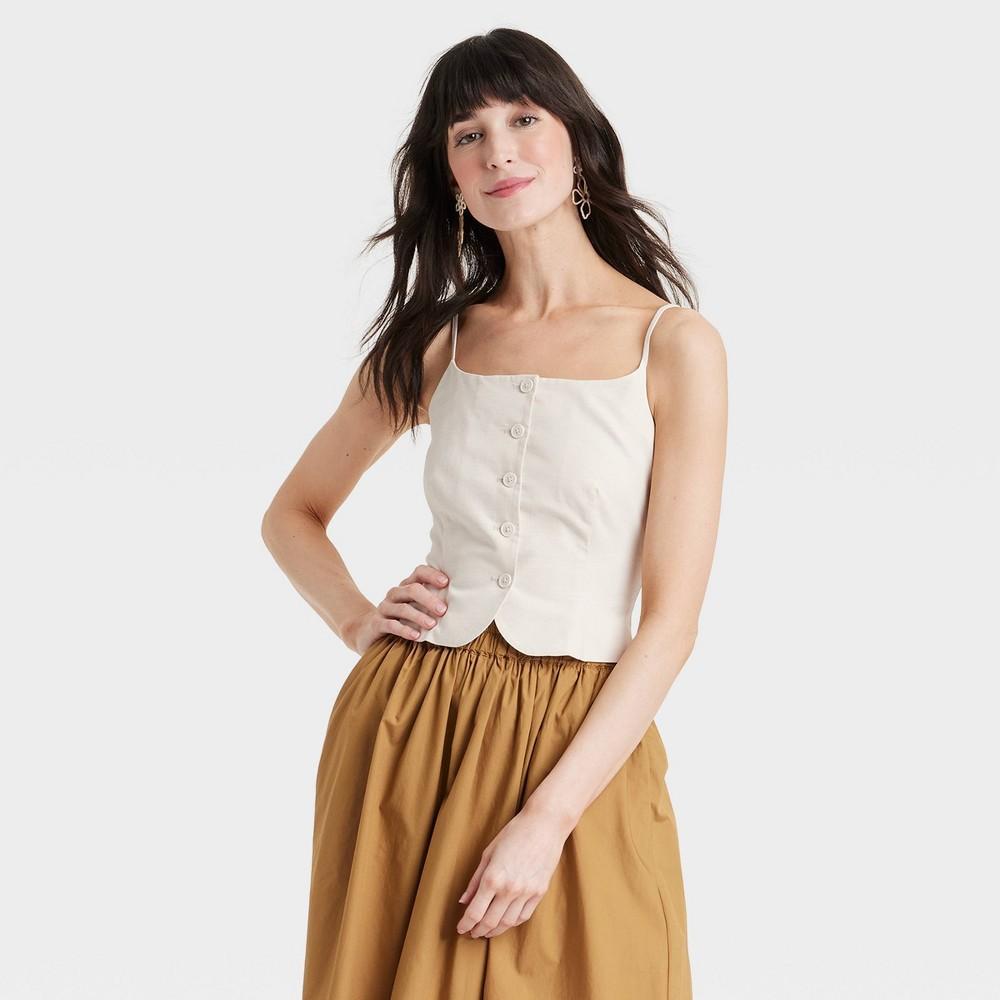 Womens Square Neck Cami Vest - A New Day Cream XL Product Image