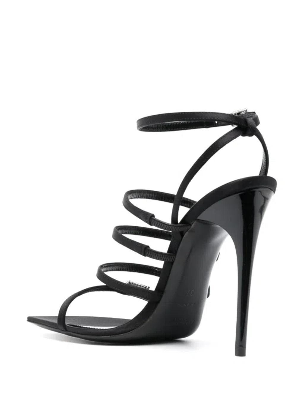 Satin Crêpe Heel Sandals In Black Product Image