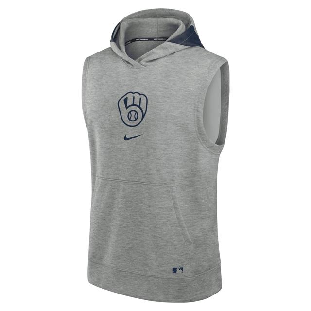 Milwaukee Brewers Authentic Collection Early Work Menâs Nike Men's Dri-FIT MLB Sleeveless Pullover Hoodie Product Image