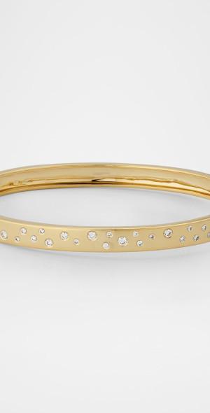 14K Yellow Gold Scattered Diamond Bangle Bracelet Product Image