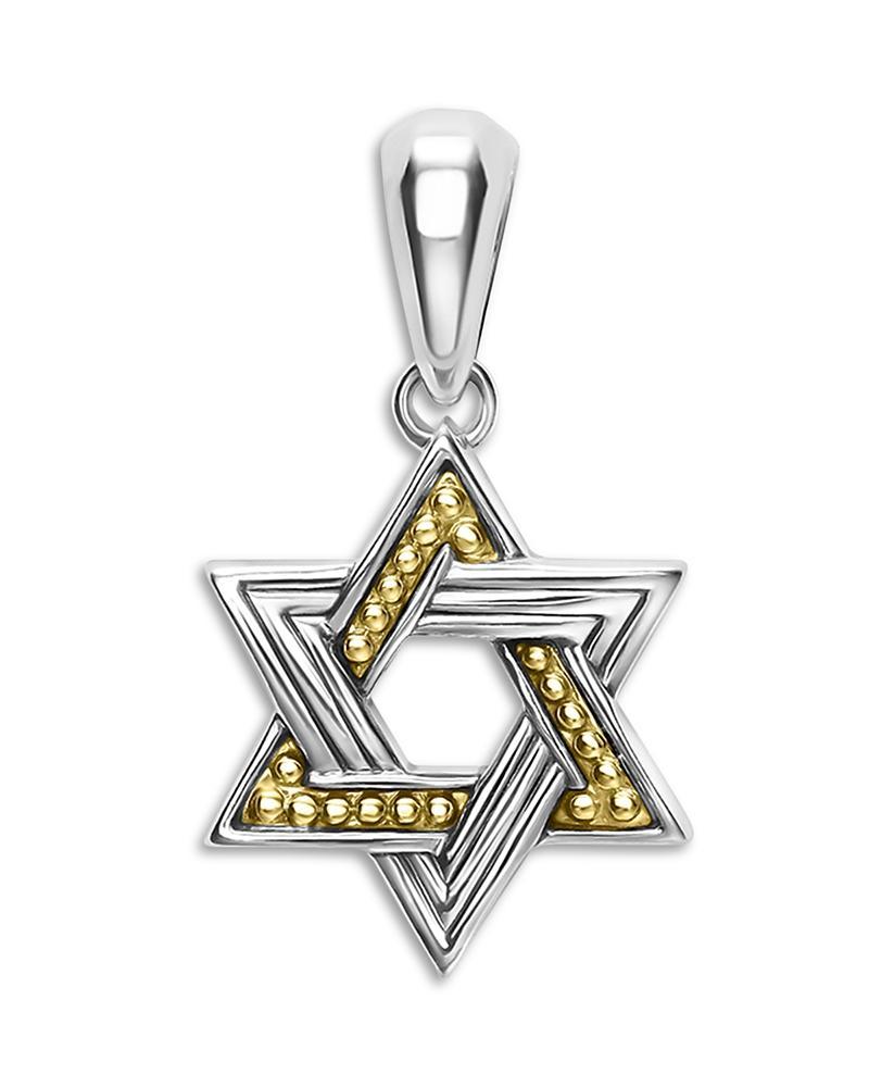 Lagos Mens 18K Yellow Gold & Sterling Silver Anthem Small Star of David Amulet Pendant Product Image