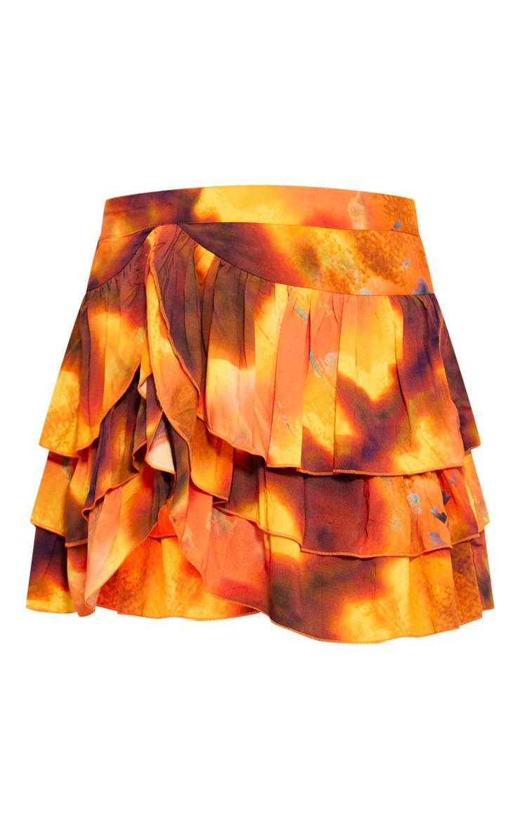 Orange Tie Dye Print Mini Rara Skirt Product Image