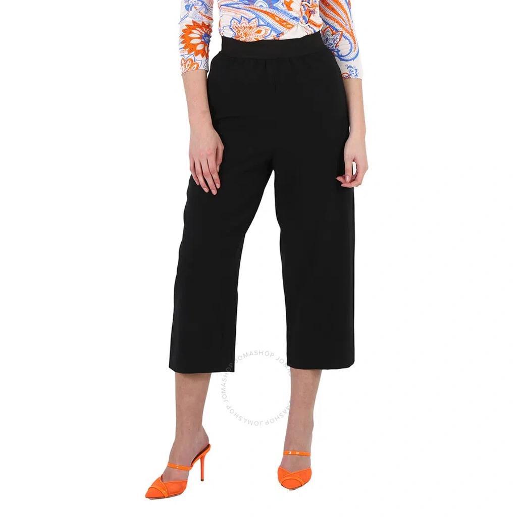 Ladies Black Flared Cropped Tailored Trousers Product Image