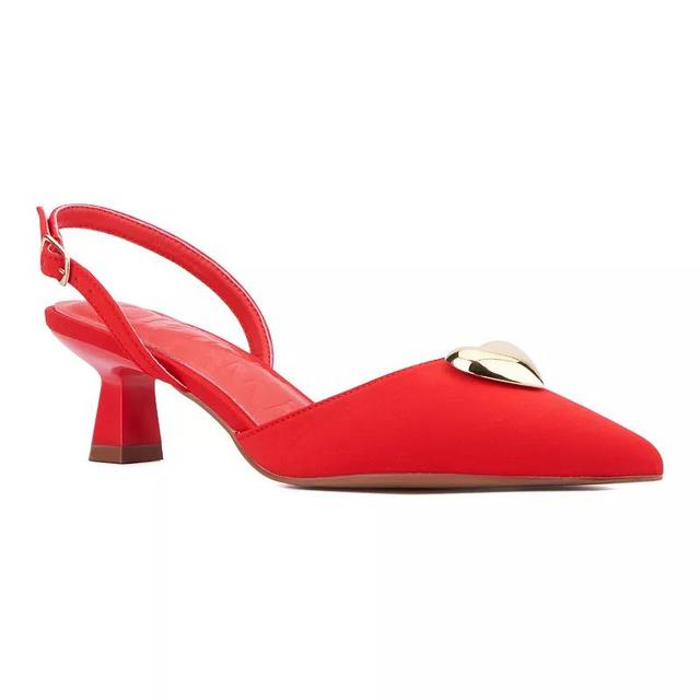 Olivia Miller Mystic Womens Heart Accent Slingback Kitten Heels Product Image