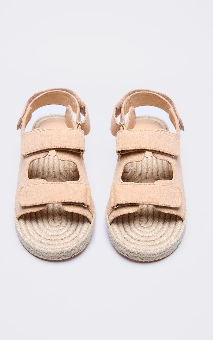 Camel Suede Espadrille Sole Velcro Sandals Product Image