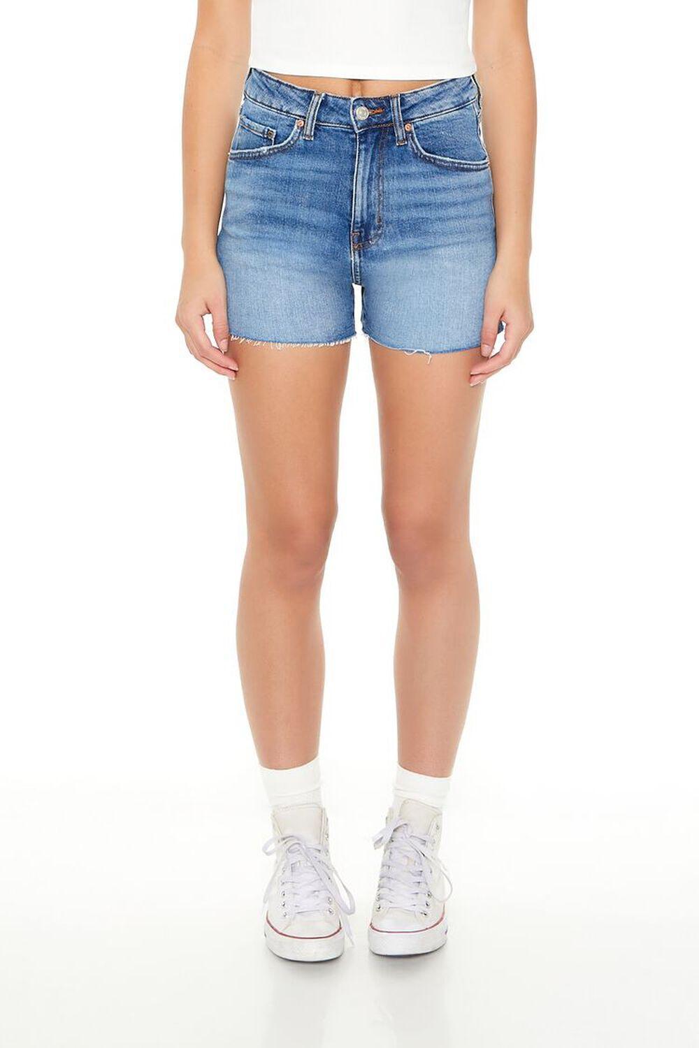 Raw-Cut High-Rise Denim Shorts | Forever 21 Product Image