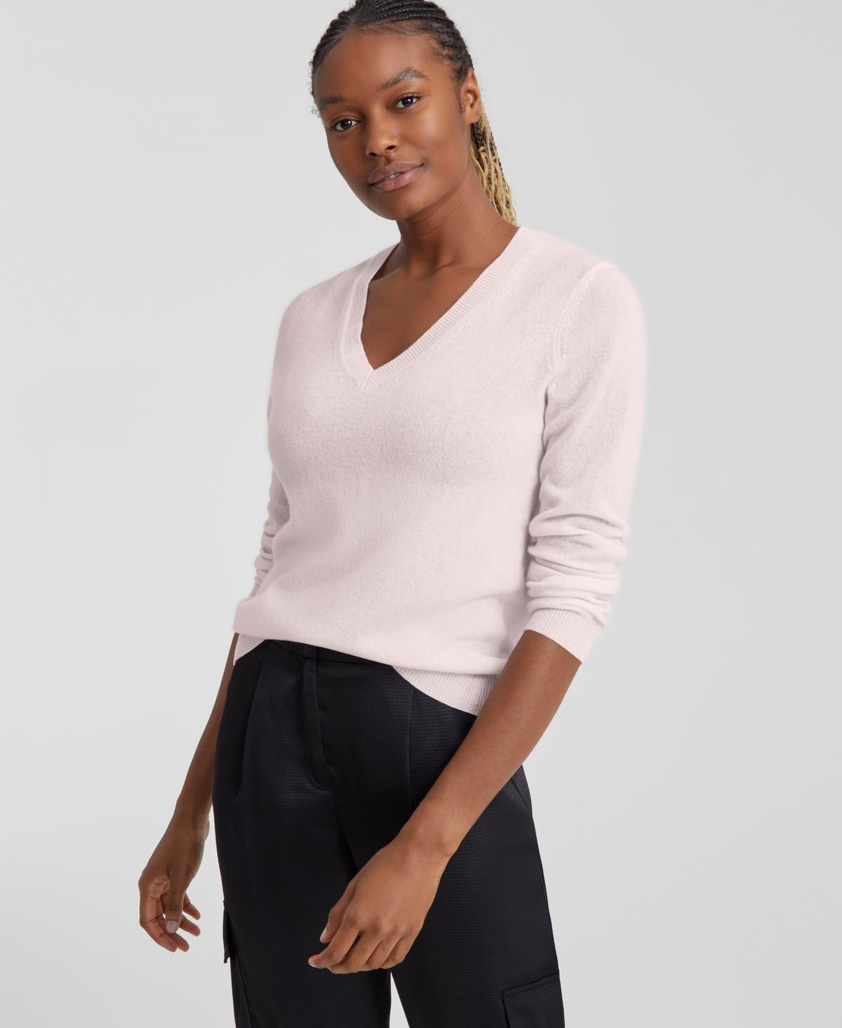 Charter Club 100% Cashmere Womens V-Neck Long-Sleeve Sweater, Regular & Petites, Created for Macys Product Image