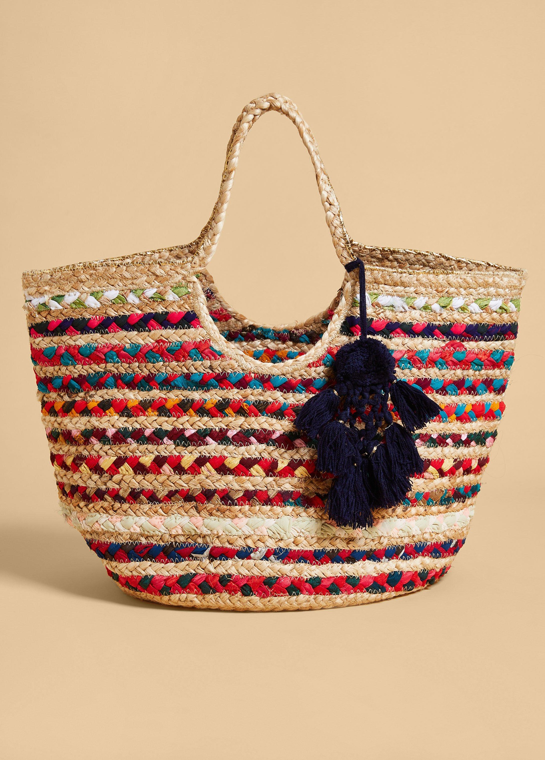 Embellished Braided Straw Tote Product Image