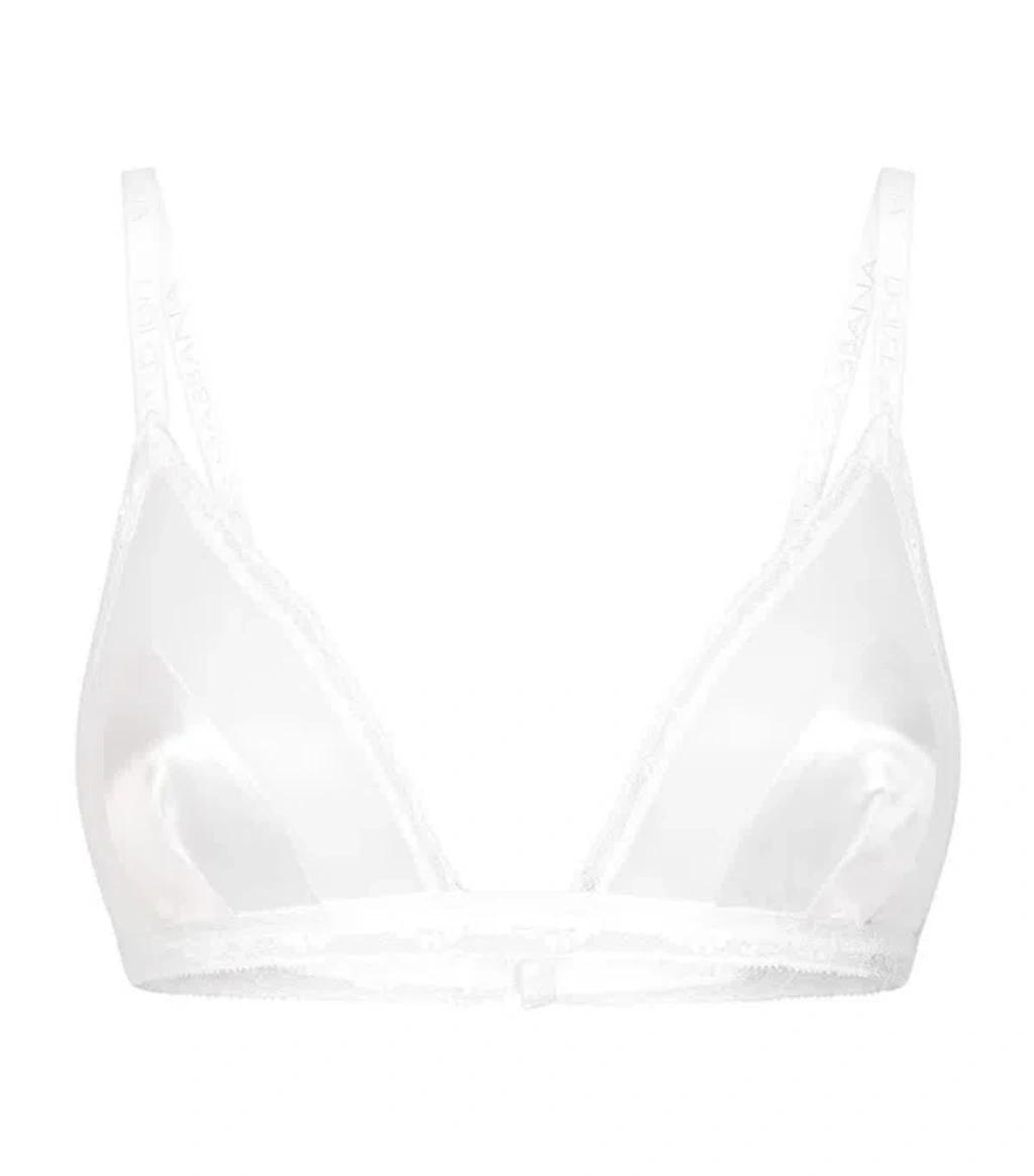 Lace-trimmed Triangle Bra In White Product Image