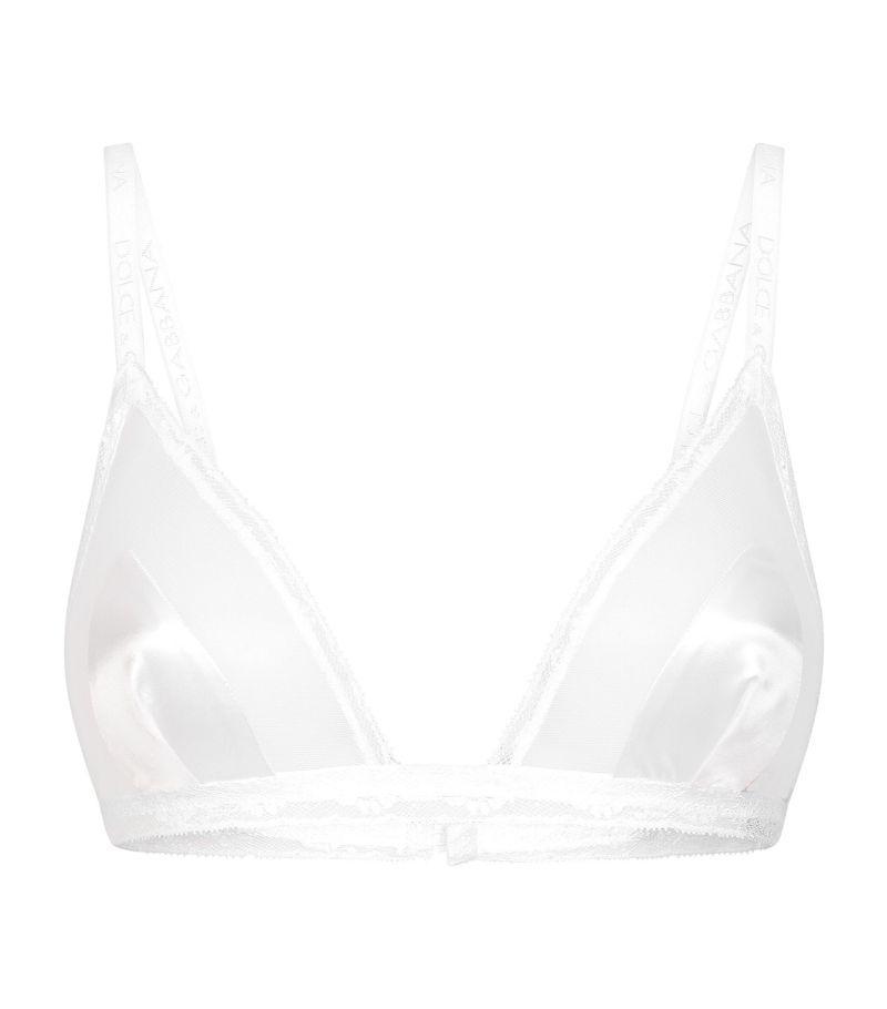 Lace-trimmed Triangle Bra In White Product Image