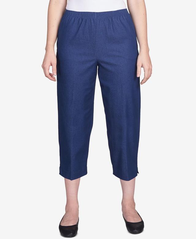 Alfred Dunner Classics Pull-On Cropped Denim Pants Product Image