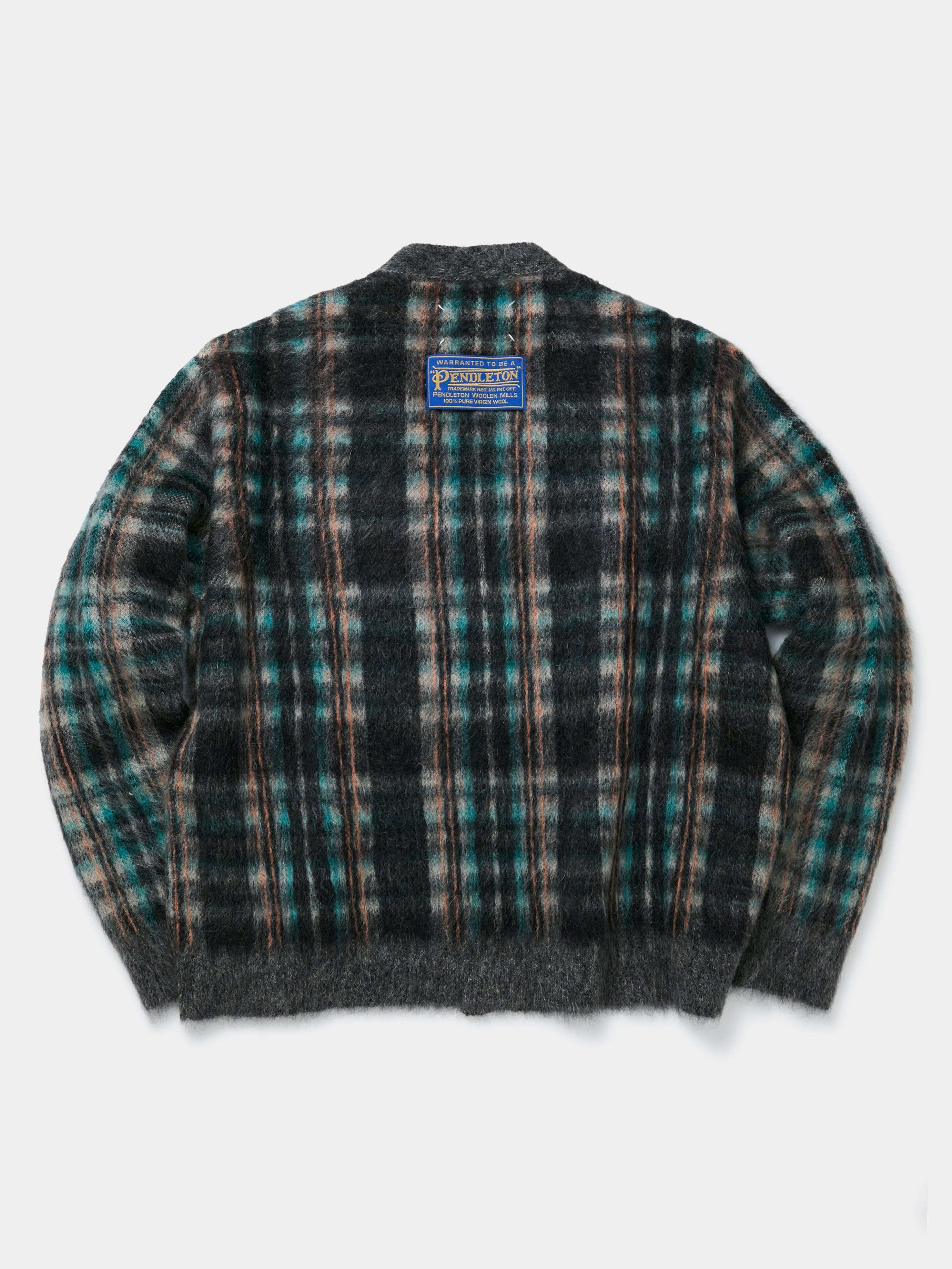 Brushed Check Cardigan (Petrol) Product Image