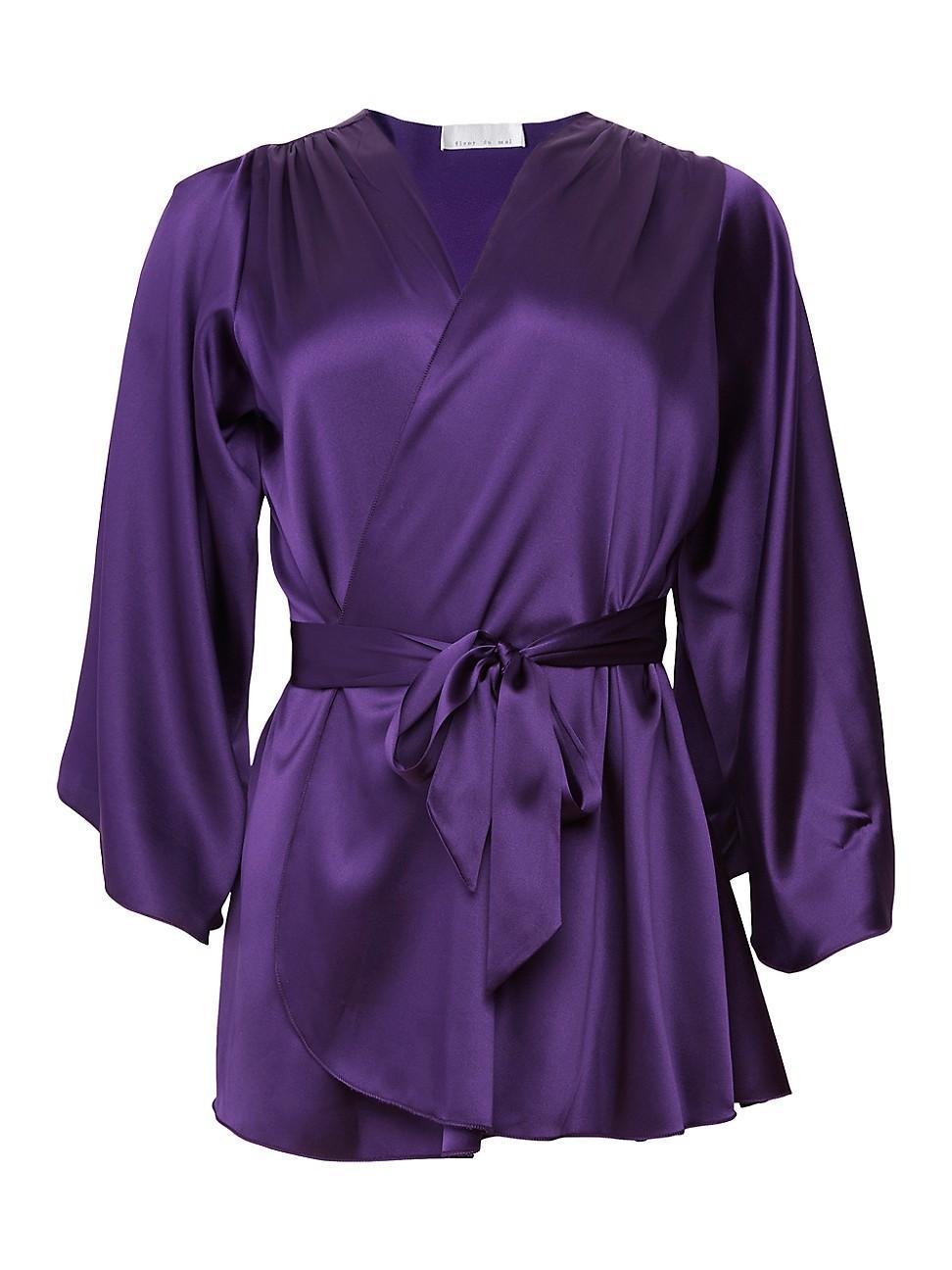 Womens Silk-Blend Short Robe Product Image