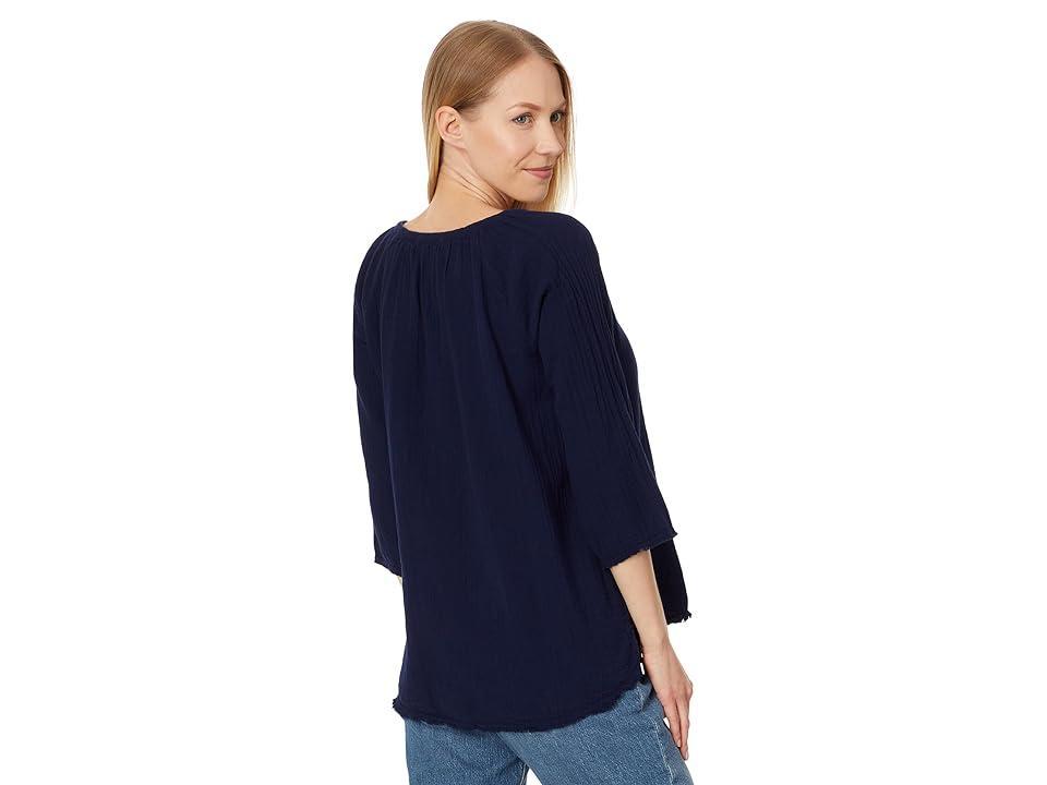 Mod-o-doc 3/4 Sleeve Split Neck Top Licorice) Women's Clothing Product Image