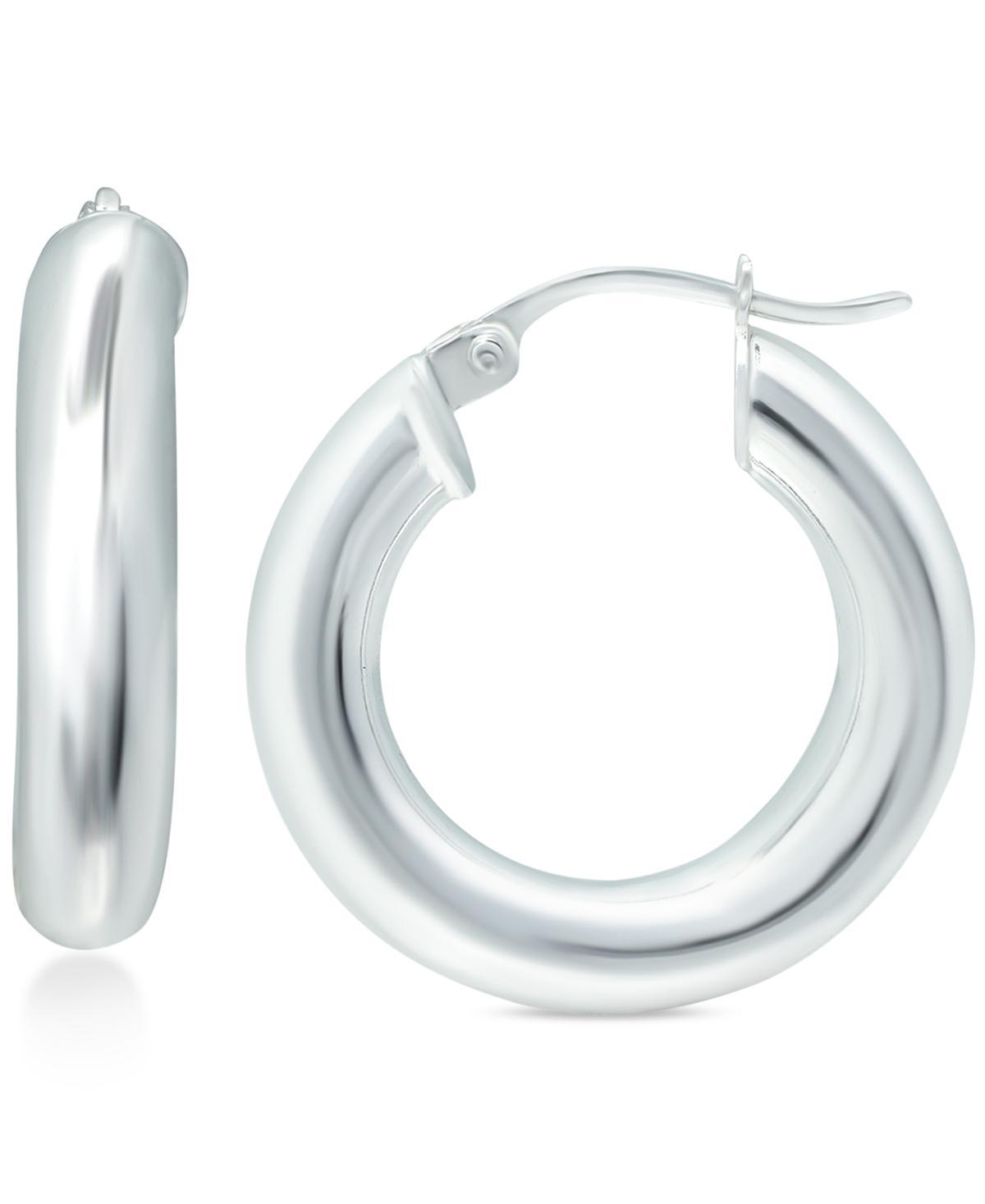 Aleure Precioso Sterling Silver Tube Hoop Earrings, Womens Gold Tone Product Image