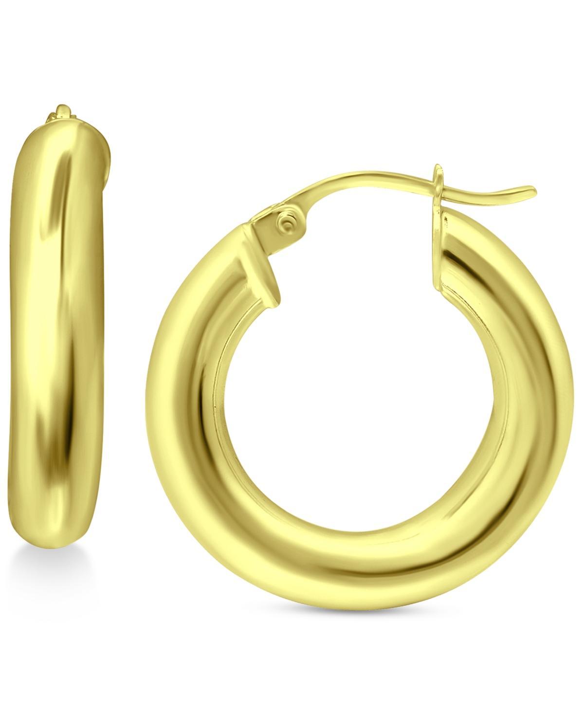 Aleure Precioso Sterling Silver Tube Hoop Earrings, Womens Gold Tone Product Image