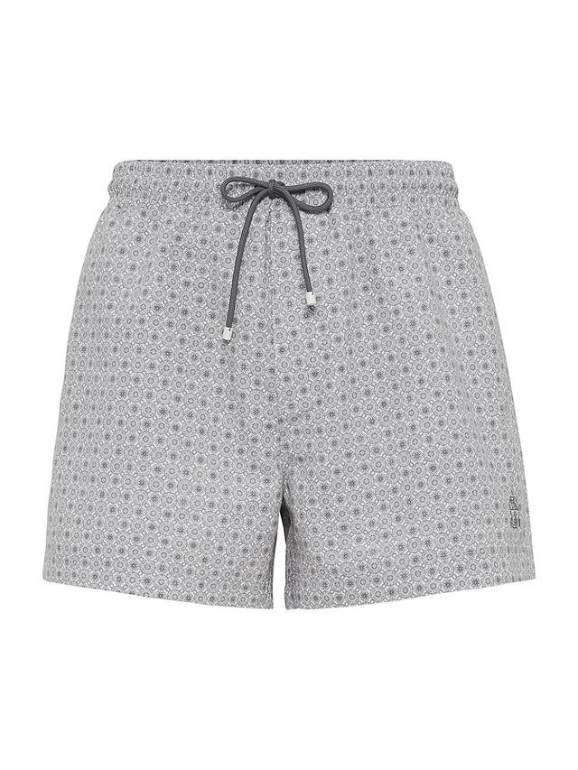 Mens Geometric Print Microfiber Swim Shorts Product Image