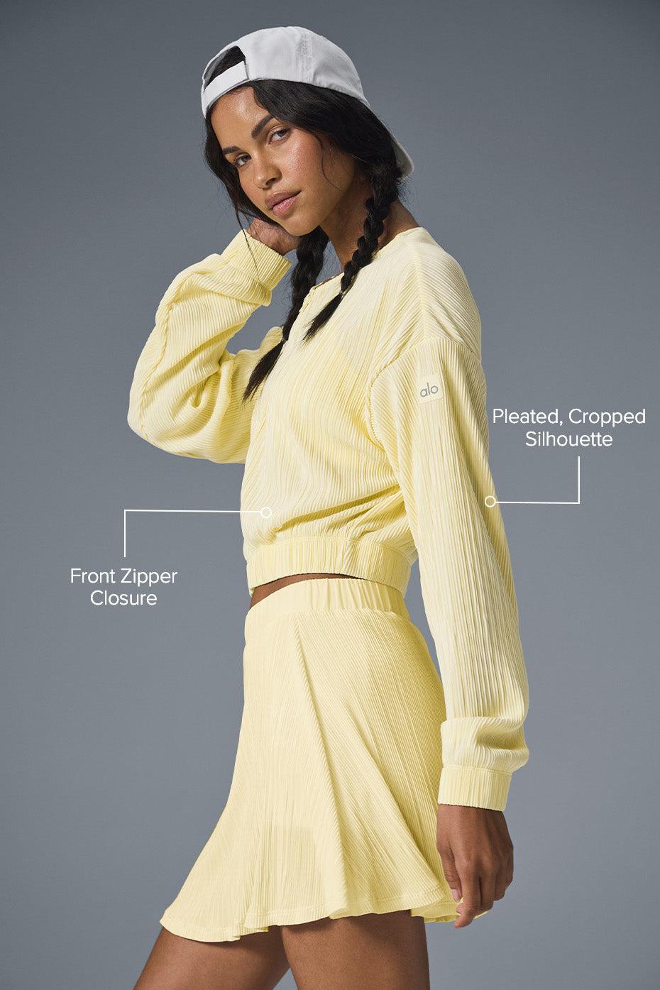 Cropped Micro Plisse Jacket - Lemon Ice Female Product Image