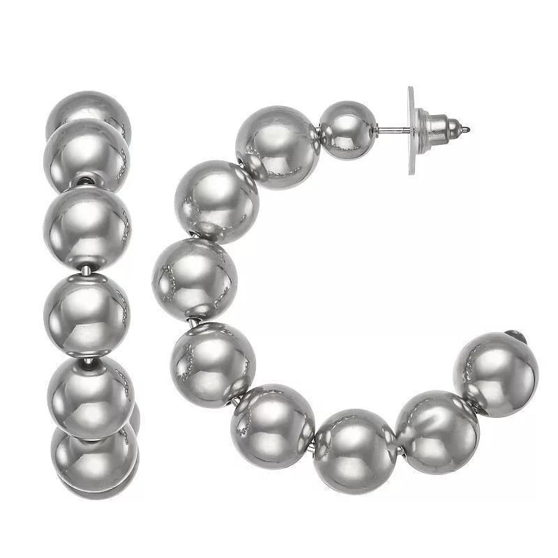 Sonoma Goods For Life Silver Tone Ball Hoop Earrings, Womens, None Product Image