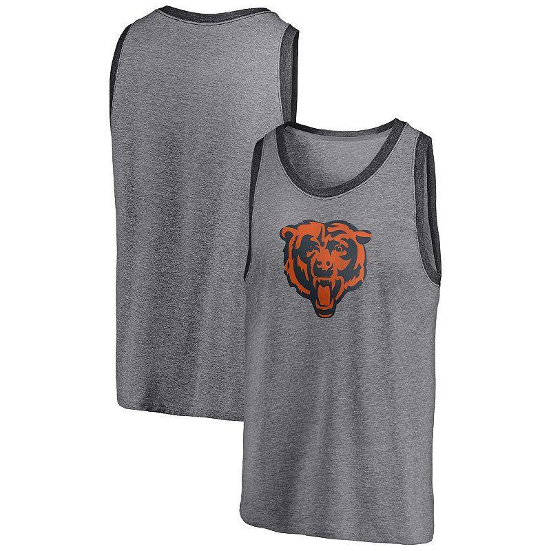 Men's Fanatics Branded Heathered Gray/Heathered Charcoal Chicago Bears Famous Tri-Blend Tank Top Product Image