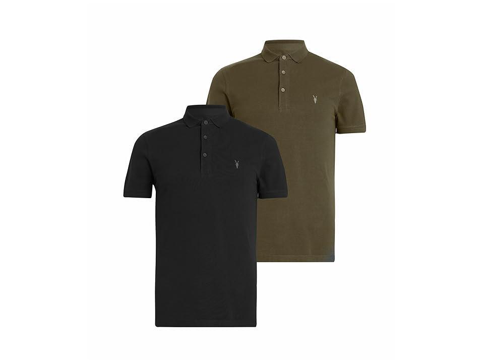 AllSaints Reform Short Sleeve Polo 2-Pack Sorghum Green) Men's Clothing Product Image