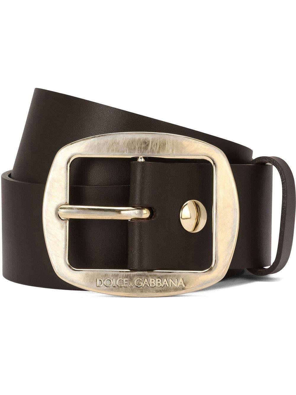 Leather Buckle Belt In Brown Product Image