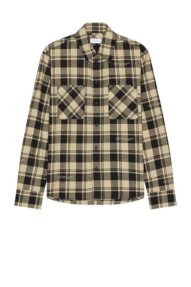 OFF-WHITE Check Flannel Shirt Tan. (also in XL/1X). Product Image