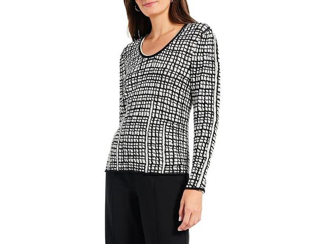 NIC+ZOE Checked Off Sweater Multi) Women's Sweater Product Image