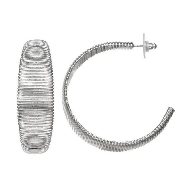 Simply Vera Vera Wang Silver Tone Textured Large Hoop Earrings, Womens Product Image