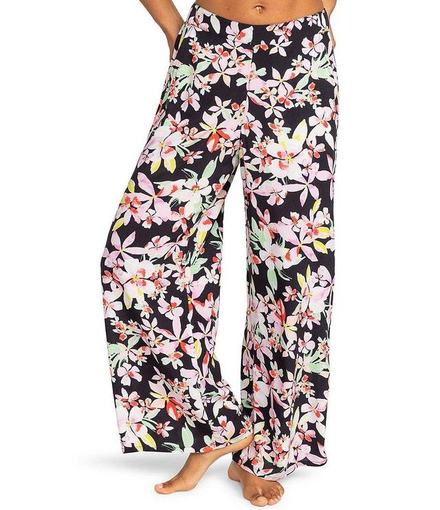 Roxy Midnight Avenue High Rise Tropical Floral Print Wide Leg Pants Product Image