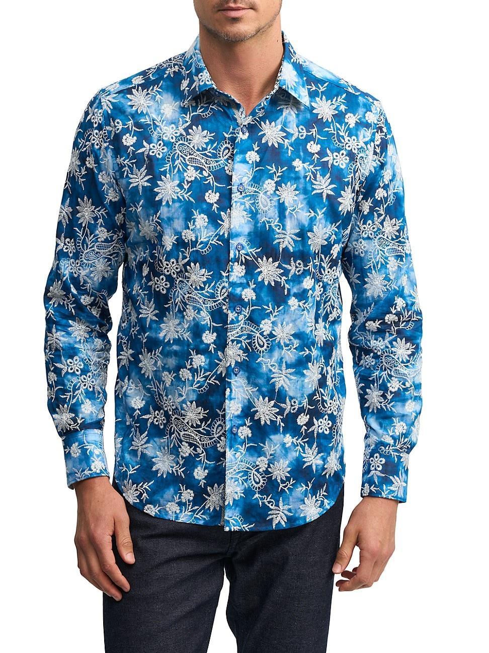 Mens Superior Embroidered Cotton Tie-Dye Long-Sleeve Shirt Product Image