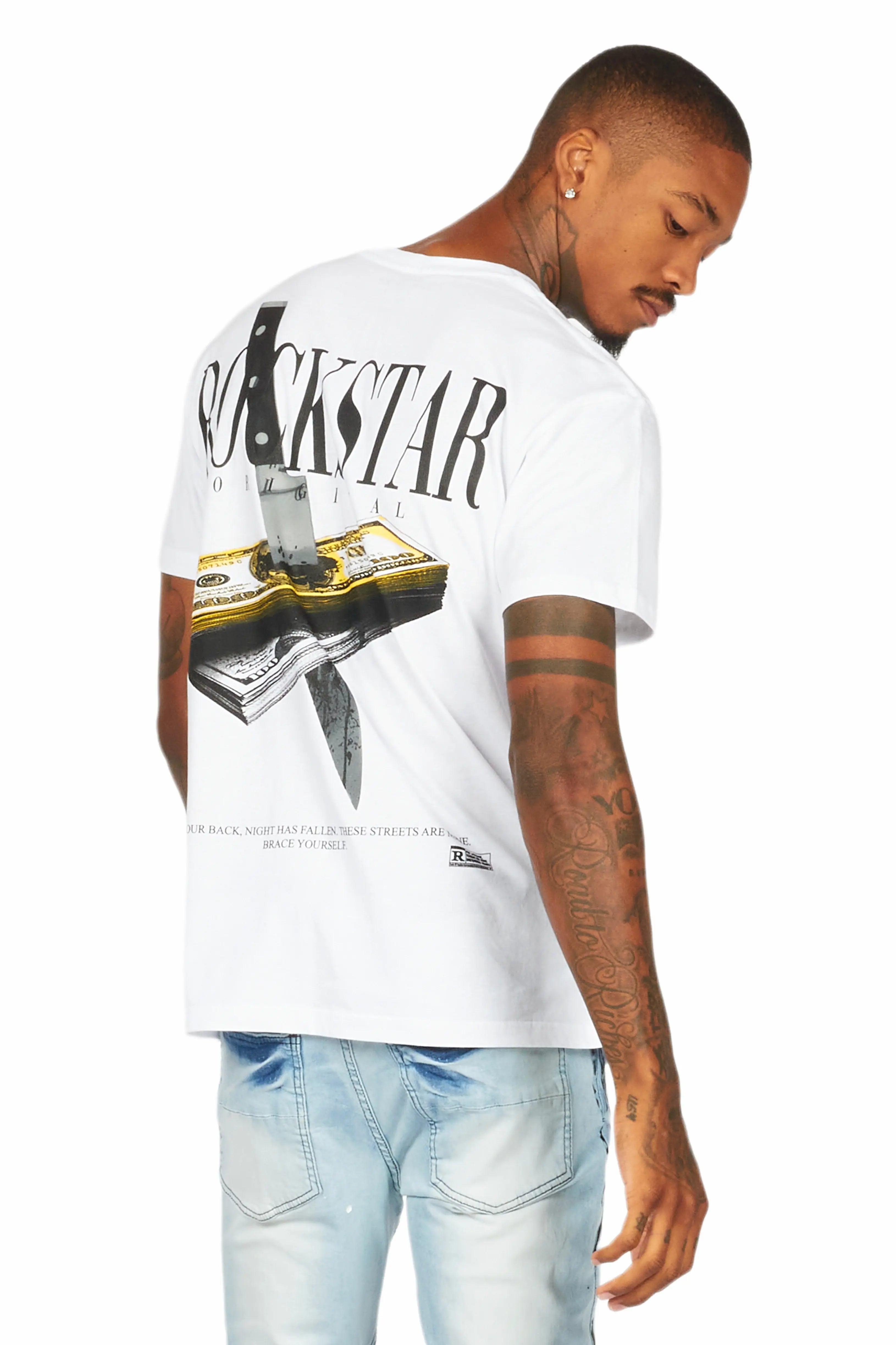 Dayte Nite White Graphic T-Shirt Male Product Image